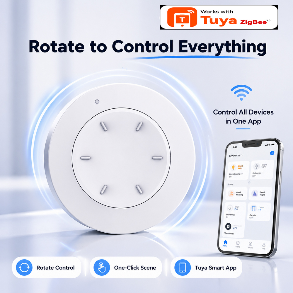 Home Automation Ideas - Interrupteur intelligent ZigBee rotatif compatible Tuya