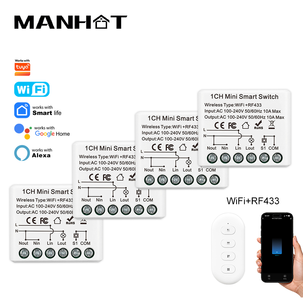Home Automation Ideas - Mini-interrupteur intelligent WIFI 10A, télécommande sans